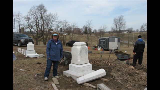 Helen Wildermuth, Stonehugger Cemetery Restoration, Greenwood Cemetery, March 31, 2014